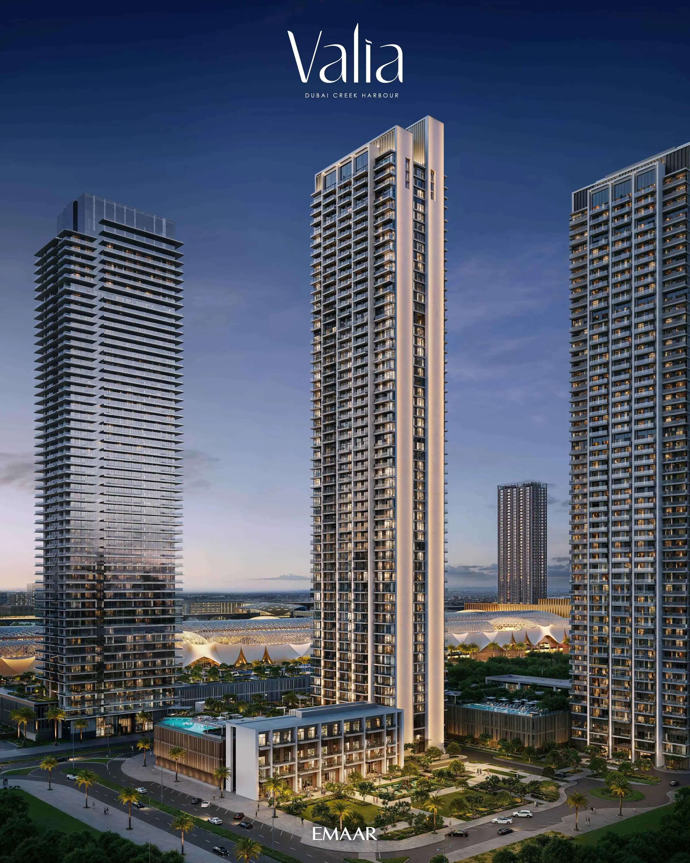 Valia tower at Dubai Creek Harbour, render