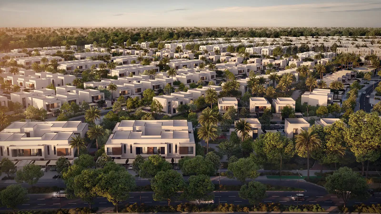 Al Ghadeer Gardens, aerial render of the community