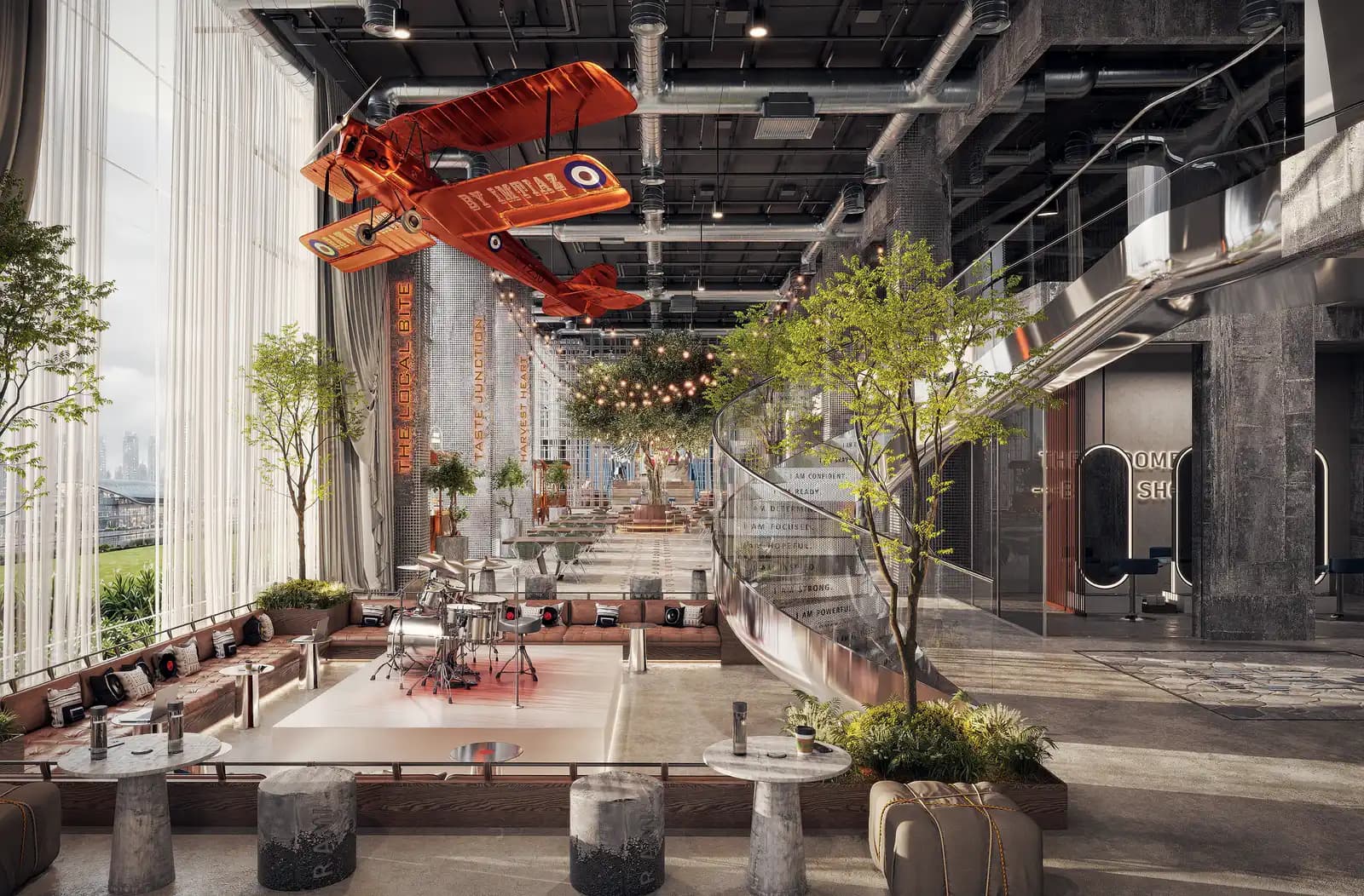 Raw District II, render of the atrium